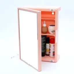 zahab Bathroom Cabinet With Mirror Plastic Wall Shelf image 1