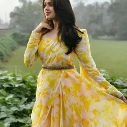 fabhuman Floral Print Georgette Stitched Anarkali Gown image 2