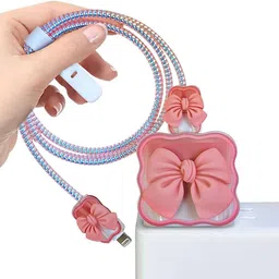 YuniKase iPhone Charger Adapter Cover for 18W-20W Charger, Cute Design, with Spiral Cable Protector image 1