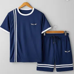 chrome & coral Striped Men Track Suit image 1