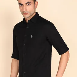 u.s. polo assn. Men Regular Fit Solid Cut Away Collar Casual Shirt image 3