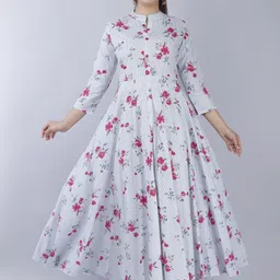bhagli Women Fit and Flare White Maxi/Full Length Dress-picture-10