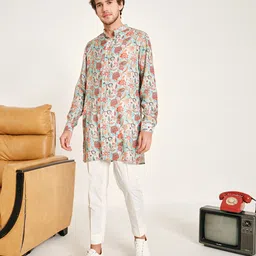 Project Bandi Mandarin Collar Floral Printed Regular Kurta with Trousers image 1