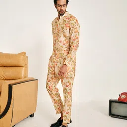 Project Bandi Floral Printed Regular Chanderi Cotton Kurta with Trousers image 2