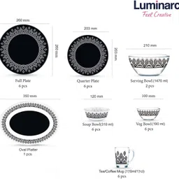 luminarc Pack of 33 Glass Made in UAE Premium quality French style design sodalime glass simply kassia Dinner Set image 3