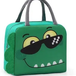 raycraft WORLD Kids Cute Green Dinasour 3D Design Face Insulated Lunch Bag Waterproof Lunch Bag-picture-11