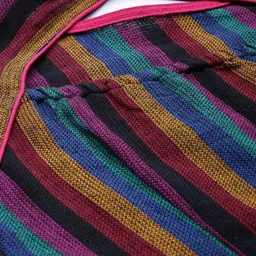 Taavi Women Multicoloured Striped Woven Legacy Straight High-Low Sustainable Kurta with Styled Back image 4