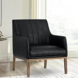 casacraft from pepperfry Magan Leatheratte Arm Chair in Black Colour image 1