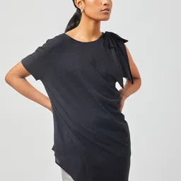 Contemponari Round Neck Bow Detailed Casual Top With Trousers-picture-31