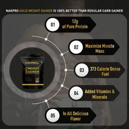 nakpro Gold Weight Gainer Protein Powder Supplement with Vitamin & Minerals Weight Gainers/Mass Gainers image 5