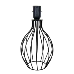 homesake Black Bedside Table Lamp with Geometric Metal Base and Fabric Shade, Wire Trumpet with Khadi Cone Shade image 5