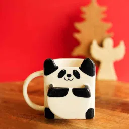 artecasa Panda Biscuit Pocket Ceramic Mug (White & Black) image 1