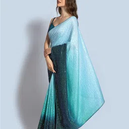 ODETTE Embellished Sequinned Silk Blend Saree image 3