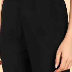 AHIKA Women Black Ethnic Motifs Embroidered Layered Chikankari Kurta with Trousers & With Dupatta image 3