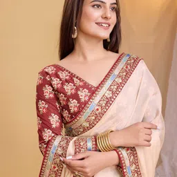 HERE&NOW Floral Sequinned Organza Saree image 5