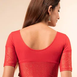 Bindigasm's Advi Printed Jacquard Stretchable Saree Blouse image 4