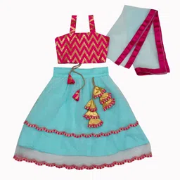 BAESD Girls Geometric Printed Lehenga With Blouse & Dupatta-picture-17