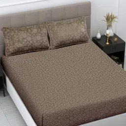 FABINALIV Mouse Floral 300 Tc King Size Woollen Embossed Double Bedsheet With 2 Pillow Covers image 2