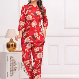 TANISHA Floral Printed Notched Round Neck Tunic With Trousers image 5