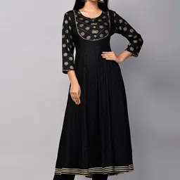 PUKHYA Ethnic Motifs Yoke Design Anarkali Gotta Patti Kurta with Trousers-picture-21