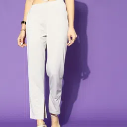 STREET 9 Women Beautiful Grey Solid Trousers-image-33