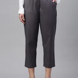 De Moza Women Loose Fit High-Rise Cropped Formal Trousers-image-36
