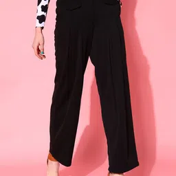STREET 9 Women Black Loose Fit High-Rise Trousers-image-95