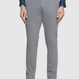 Blackberrys Men Grey Slim Fit Low-Rise Formal Trousers-picture-25