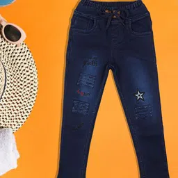 A-Okay Girls Slim Fit Mid Rise Clean Look Denim Cotton Joggers-picture-11