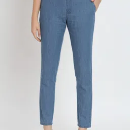 AngelFab Women Slim Fit High-Rise Plain Cropped Cigarette Trousers-picture-35