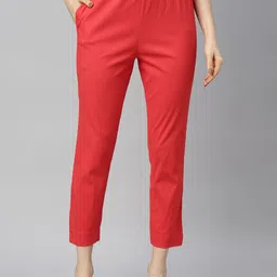 GOLDSTROMS Women Peach-Coloured Cotton Trousers-picture-42