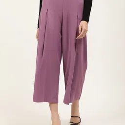 CENTRESTAGE Women Purple Loose Fit High-Rise Culottes Trousers-picture-32