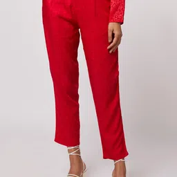 NOT SO PINK Women Red Regular Fit Trousers-picture-36