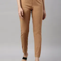GOLDSTROMS Women Khaki Cotton Trousers-image-86