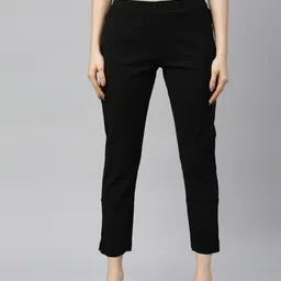 GOLDSTROMS Women Black Cotton Trousers-picture-17