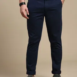 The Roadster Lifestyle Co. Men Navy Blue Relaxed Slim-Fit Mid-Rise Chinos-picture-27