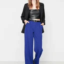 Trendyol Women Blue Pleated Trousers-picture-9