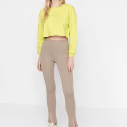 Trendyol Women Camel Brown Trousers-image-97
