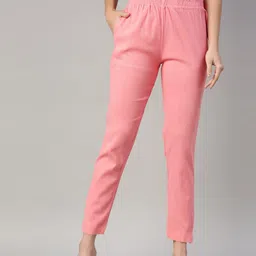 GOLDSTROMS Women Pink Cotton Trousers-picture-25