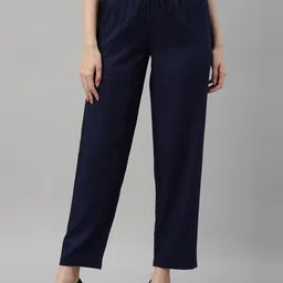 Go Colors Women Relaxed Loose Fit Mid-Rise Plain Parallel Trousers-picture-17