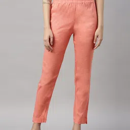 GOLDSTROMS Women Peach-Coloured Cotton Trousers-picture-35