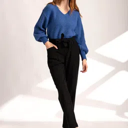 b.copenhagen B Copenhagen Women Black Pleated Trousers-picture-19