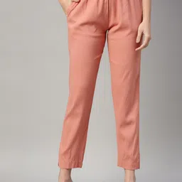 GOLDSTROMS Women Peach-Coloured Cotton Trousers-picture-12