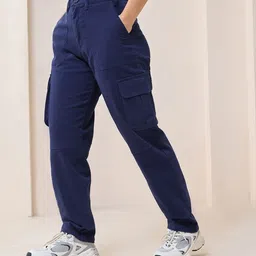 Bewakoof Women Mid-Rise Straight Cargo Trousers-image-22