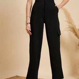 MINT STREET Women Tailored Straight Fit Cargos Trousers-picture-33