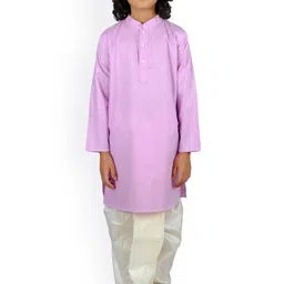 Sethukrishna Boys Purple and White Pure Cotton Kurta with Dhoti Pant image 1