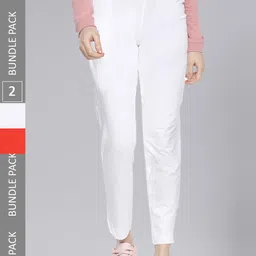 Dollar Missy Women Pack Of 2 Mid-Rise Relaxed Tapered Fit Wrinkle Free Trousers-image-36