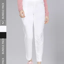 Dollar Missy Women Pack Of 2 Mid-Rise Relaxed Tapered Fit Wrinkle Free Trousers-image-18
