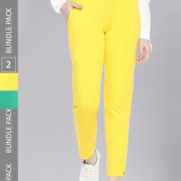 Dollar Missy Women Pack Of 2 Mid-Rise Relaxed Tapered Fit Wrinkle Free Trousers-picture-31