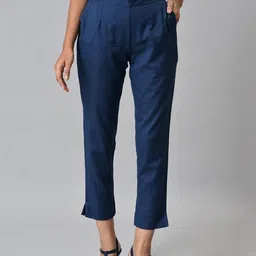 AURELIA Women Navy Blue Cigarette Trousers image 1